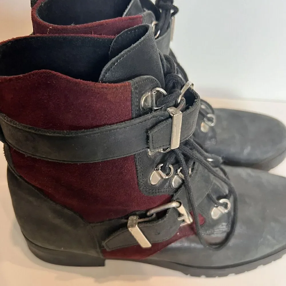 Free People Leather Combat Hiker Boot Size EU 41/US 10 LaceUp Buckle
